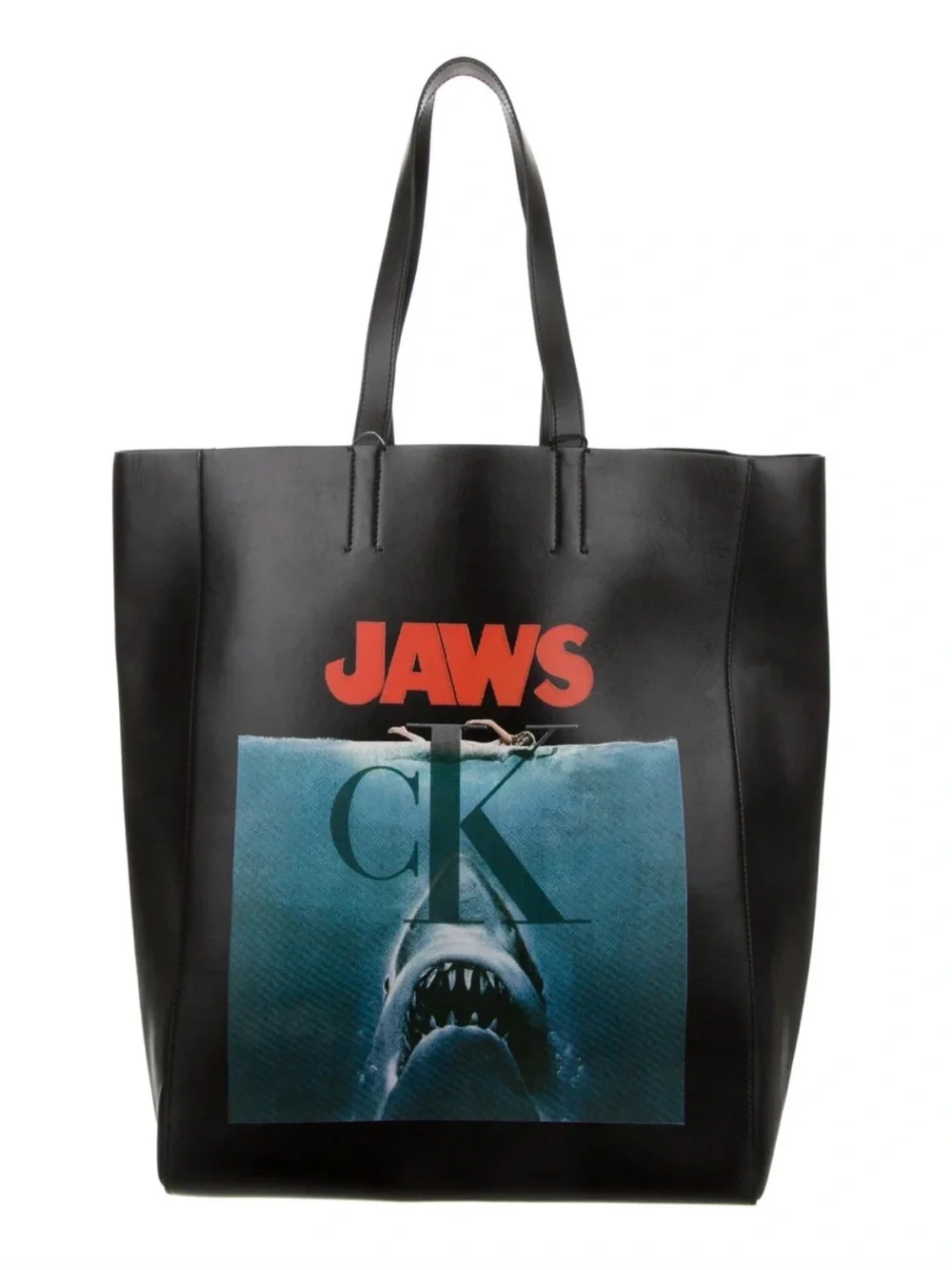 RARE Calvin Klein 205W39NYC  Black Leather Tote JAWS NWT Raf Simons (PM100218)